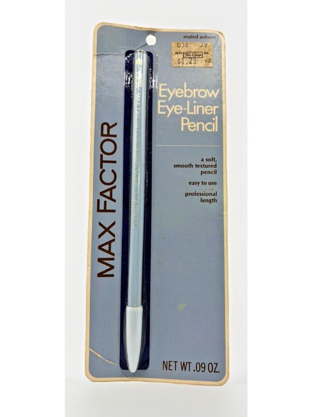 Vintage Max Factor Eyebrow Eyeliner Muted Auburn .09 Oz NIP HTF Prop Collectible